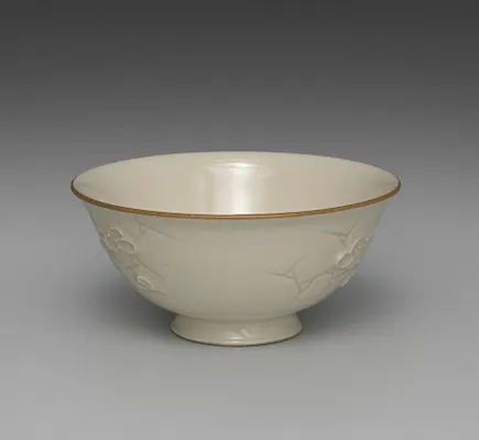 Bowl from Dining Set with Plum Blossoms and Cracked-Ice