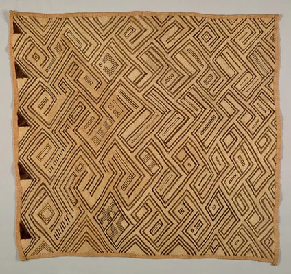 Embroidered Raffia Pile Cloth