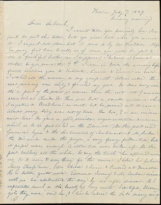 Letter from Anne Warren Weston, Boston, to Debora Weston, July 7, 1839, Sunday evening