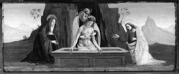 Group of Three Panels: Last Communion of St. Jerome, The Man of Sorrows, The Death of St. Jerome