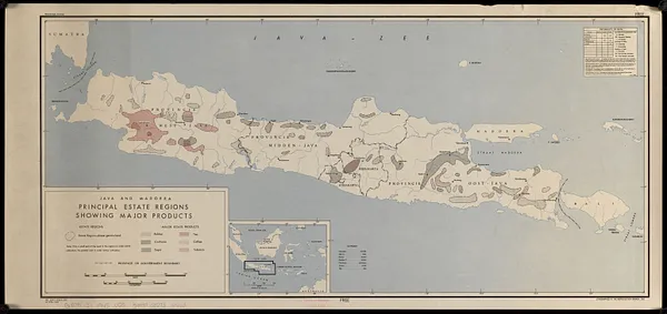 Java and Madoera principal estate regions showing major products