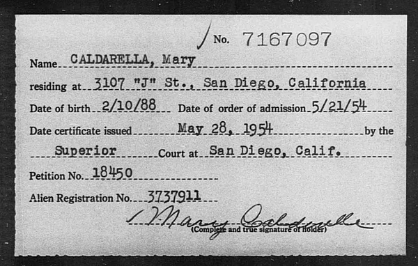 Caldarella, Mary - 1954