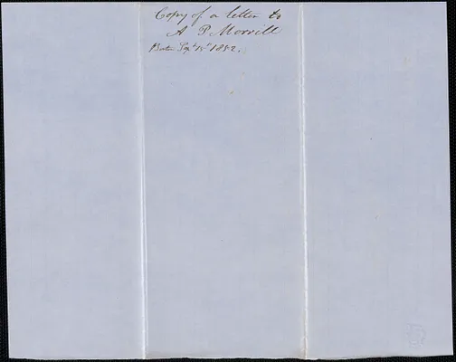 Copy of a letter from Samuel Warner to Anson P. Morrill, 15 September 1852