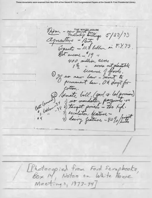 White House Leadership Meeting, 5/23/73 (includes Ford notes)