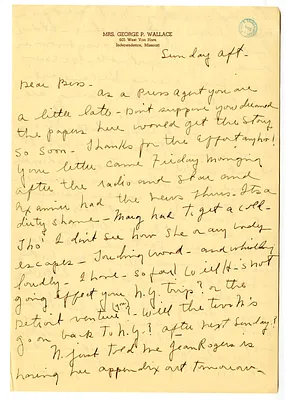 Letter from May Wallace to Bess W. Truman