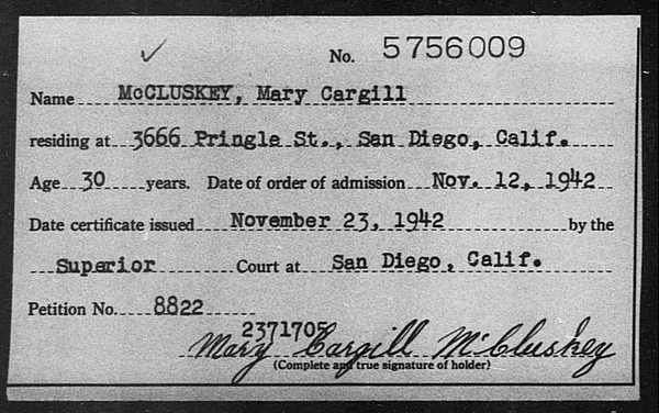 McCluskey, Mary Cargill - 1942