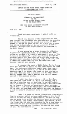 Remarks of the President to the United States Olympic Team on the Track Field [Ford Speech or Statement]