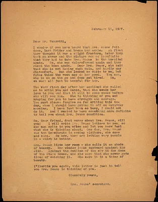 Anna Bloom typed letter (copy) to Bartolomeo Vanzetti, [Boston], 15 February 1927