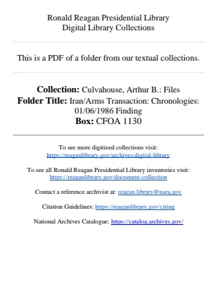 Iran/Arms Transaction: Chronologies: 01/06/1986 Finding