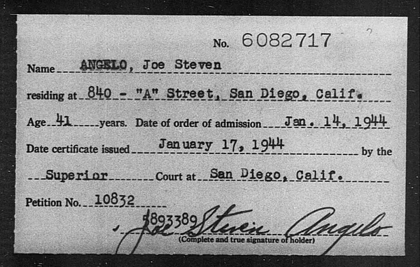 Angelo, Joe Steven - 1944