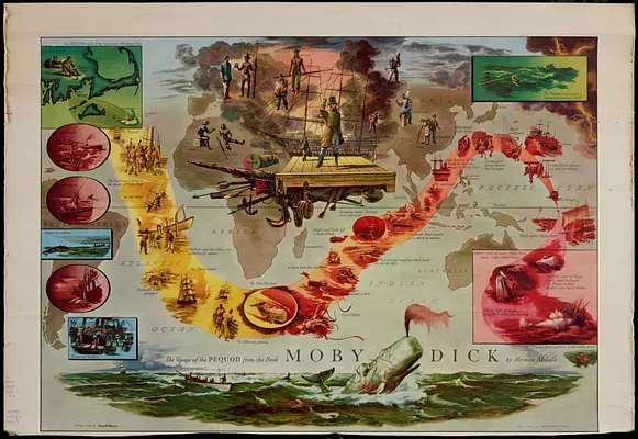The voyage of the Pequod from the book, Moby Dick, by Herman Melville