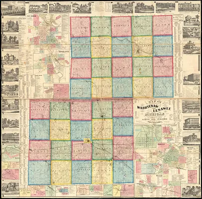 Map of the counties of Washtenaw and Lenawee, Michigan