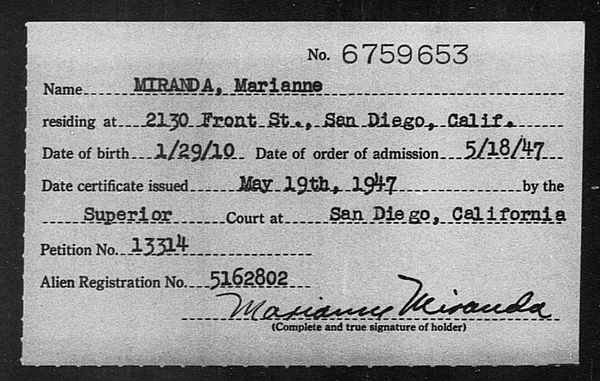 Miranda, Marianne - 1947