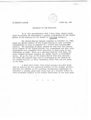 White House Press Release, Statement by President Harry S. Truman