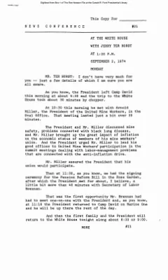 Press Secretary Briefings, 9/2/74
