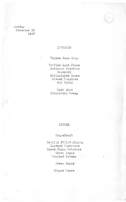 White House Luncheon and Dinner Menu