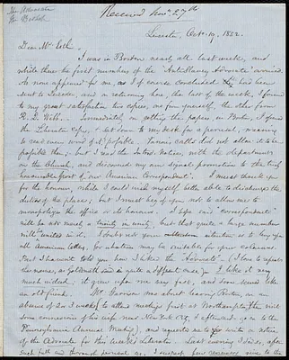 Letter from Samuel May, Leicester, [Mass.], to John Bishop Estlin, Oct. 19, 1852