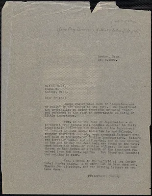 Mary Donovan typed letter (copy) to Nelson West, Boston, Mass., May 3, 1927