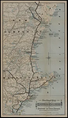 Sea coast map of the Eastern Railroad from Boston to York Beach