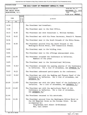 President Gerald R. Ford's Daily Diary, September 27, 1974
