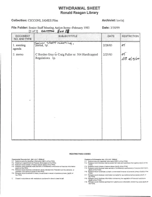 Senior Staff Meeting Action Items - February 1983 (2)