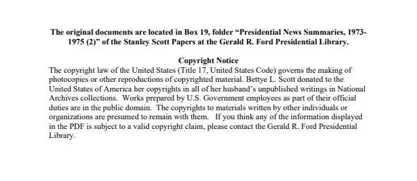 Presidential News Summaries, 1973-1975 (2)
