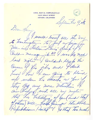 Letter from Myra Hornbuckle to Harry S. Truman