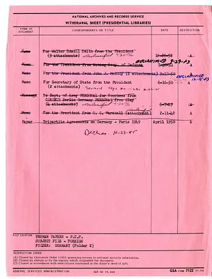 Memorandum from President Harry S. Truman to Secretary of State Dean Acheson, with Attachments