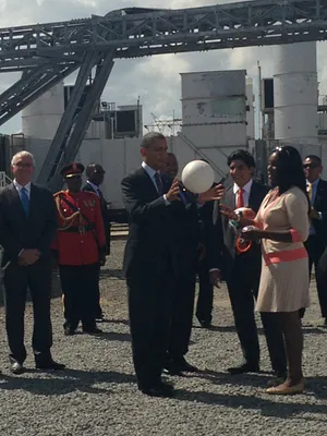 President Barack Obama and President Jakaya Kikwete with a SOCCKET Ball in Tanzania