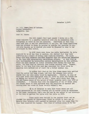 Letters Sent to Dr. R.B. Moore, December 1, 1927