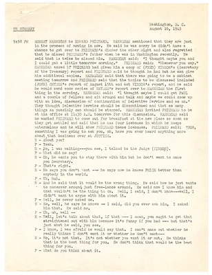 Summary of Conversations Between Robert Hannegan and Edward F. Prichard, Jr.