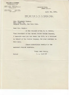Letters Received to Elizabeth Hughes, April 22, 1930