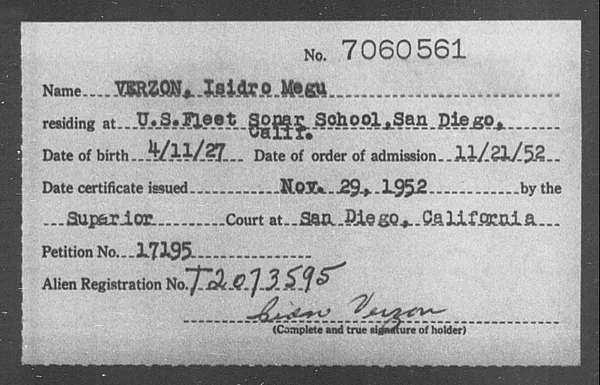 Verzon, Isidro Megu - 1952