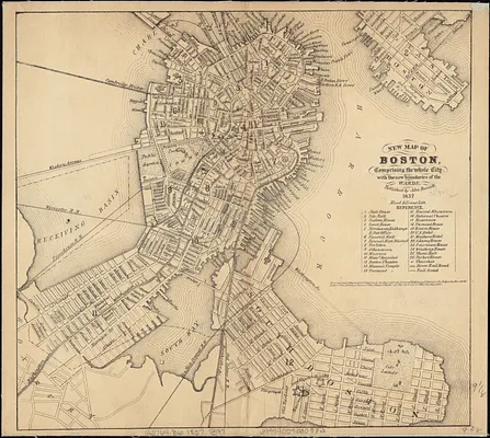 New map of Boston, comprising the whole city, with the new boundaries of the wards