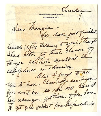 Letter from Bess W. Truman to Margaret Truman with Attached Newspaper Clipping