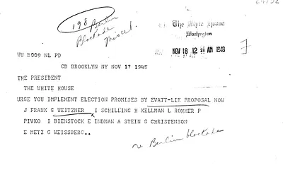 Telegram from J. Frank and Others to President Harry S. Truman