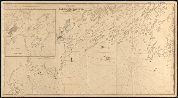Chart of Portland Harbour and islands, and harbours adjacent, extending from the river Kennebec to Wood Island and Winter Harbour, drawn from the survey of Des Barres with additions and corrections