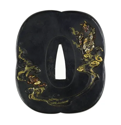 Tsuba with Shôki the Demon Queller Chasing Demons