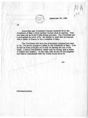 Memorandum from Secretary of State Dean Acheson to Jeffrey Kitchen