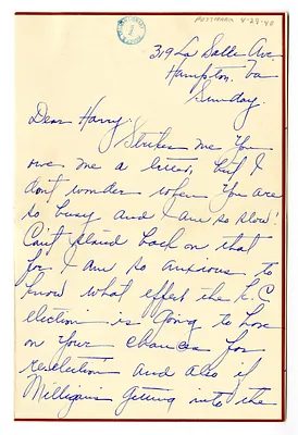 Letter from Myra Hornbuckle to Harry S. Truman
