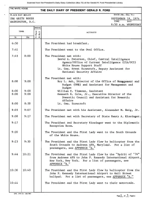 President Gerald R. Ford's Daily Diary, September 18, 1974