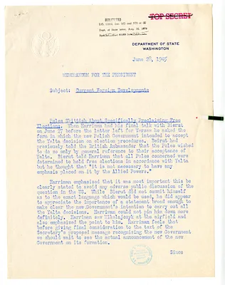 Memorandum from Acting Secretary of State Joseph Grew to President Harry S. Truman