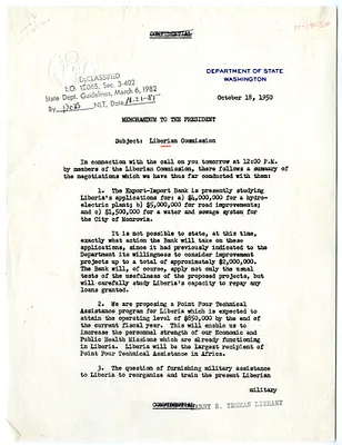 Memorandum from Secretary of State Dean Acheson to President Harry S. Truman, with Attachment