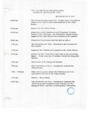 The President's Daily Appointments for January-June 1953