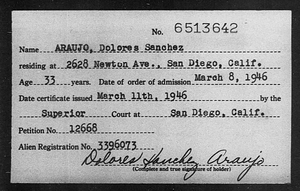 Araujo, Dolores Sanchez - 1946