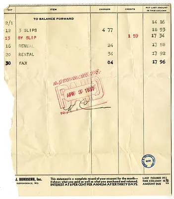 Bill from A. J. Bundschu, Inc.