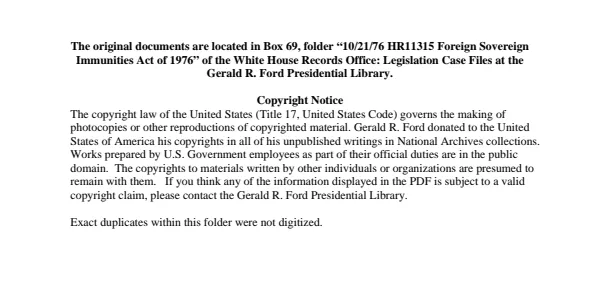 1976/10/21 HR11315 Foreign Sovereign Immunities Act of 1976