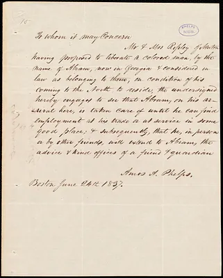 Letter from Amos Augustus Phelps, Boston, June 24th 1837