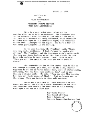 President's Meeting with NATO Ambassadors [Pool Report]
