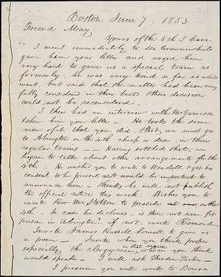 Letter from Francis Jackson, Boston, [Massachusetts], to Samuel May, 1853 June 7